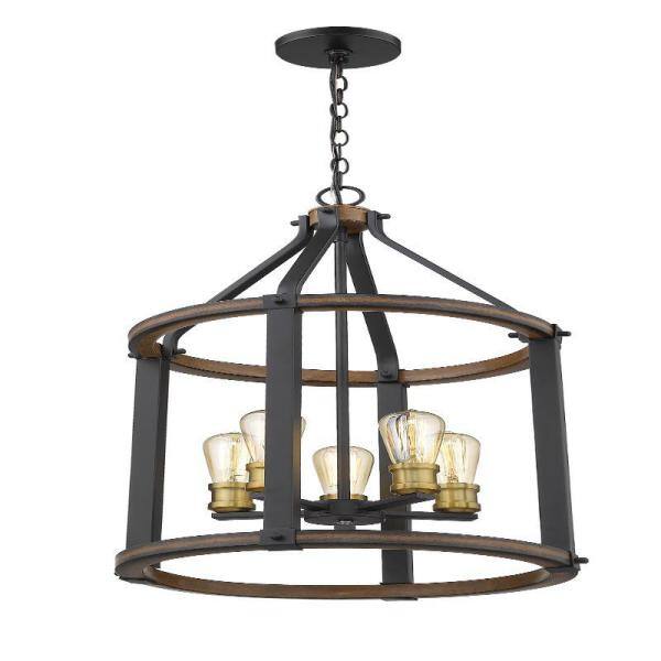 Kirkland Rustic Mahogany 31" Glass Drum LED Pendant Light