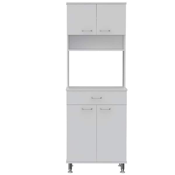Unbranded 23.6 in. W x 13.9 in. D x 66.5 in. H 2 Double Door White Linen Cabinet with 2-Interior Shelves and 1 Drawer