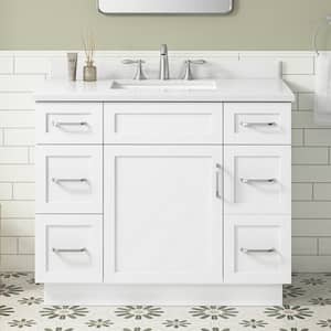 Lincoln 42 in. Single Sink White Bath Vanity with White Engineered Stone Top (Assembled)