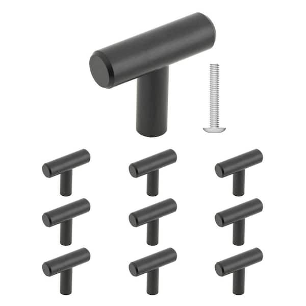 (10-Pack) Washington Collection 1-9/16 in. (40 mm) Modern Matte Black T-Shaped Cabinet Knob