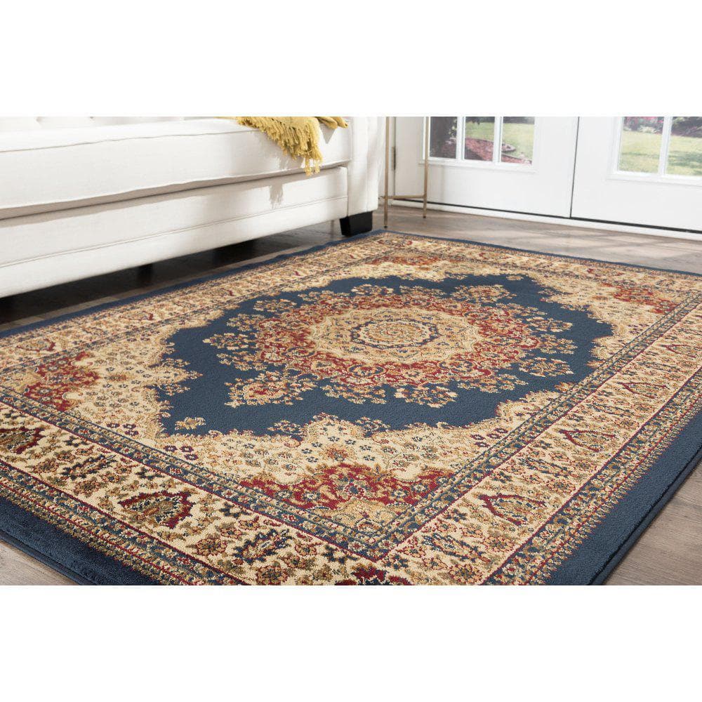 Fiona 9' x 12' Blue Synthetic Reversible Area Rug