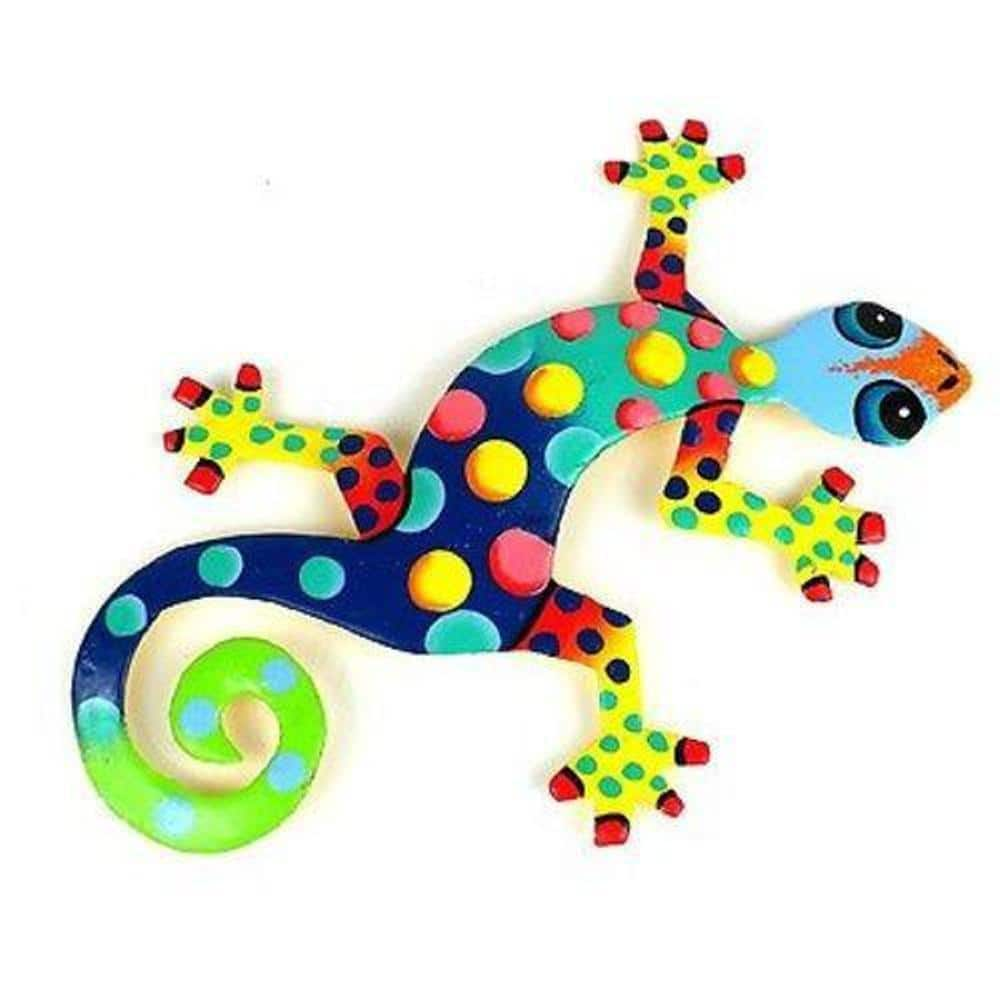 Global Craft Recycled Oil Drum Painted Florida Design Gecko (haiti 