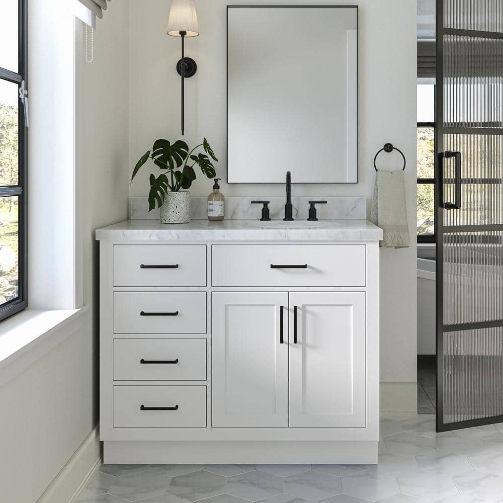Hepburn 42" White Hardwood Freestanding Single Vanity with Quartz Top