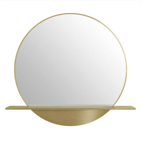Platform 24.0 in. W x 22.0 in. H Retangular Framed Wall Bathroom Vanity Mirror in Radiant Gold