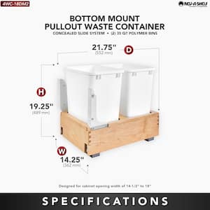 White Double 35 Quart Maple Bottom Mount Pullout Waste Container