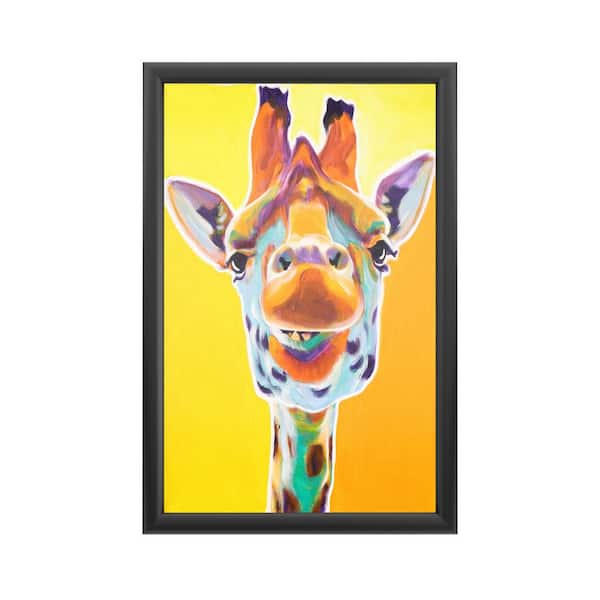 Trademark Fine Art "Giraffe No. 3" by DawgArt Framed with LED Light Animal Wall Art 24 in. x 16 in.