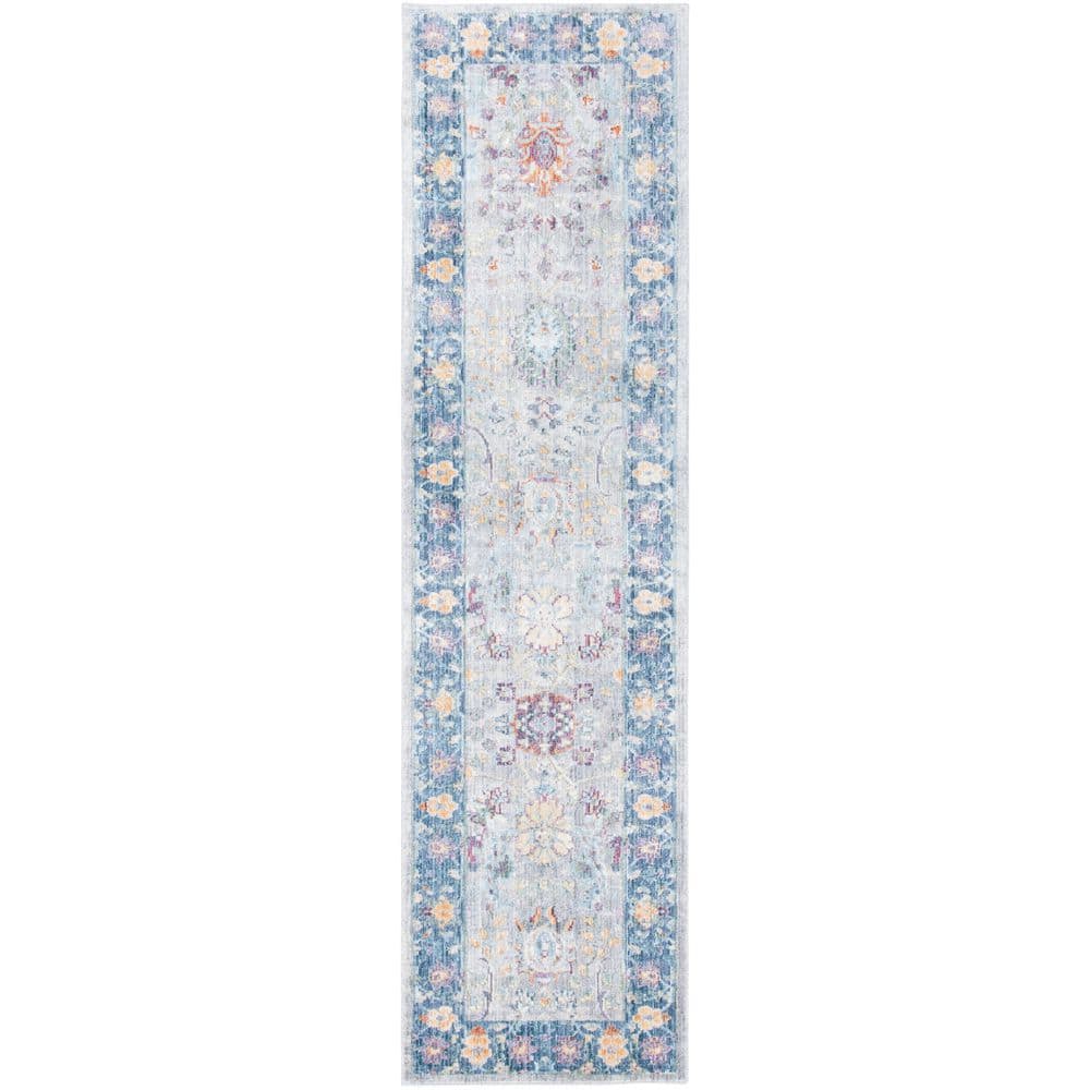 Illusion 2 ft. x 8 ft. Light Gray/Purple Floral Border Runner Rug price history on PriceWatchPro