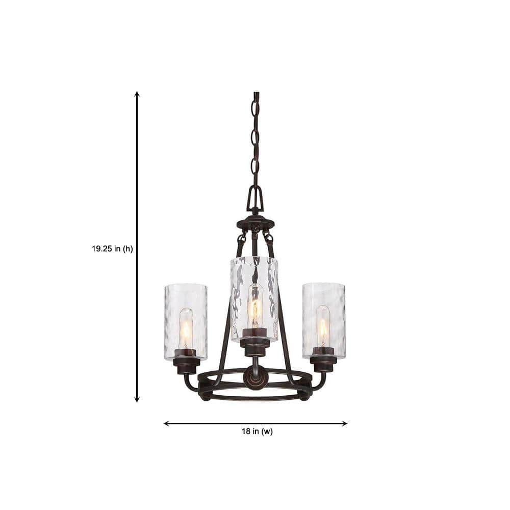 Mini Bronze Crystal Plug-in Chandelier with Blown Hammered Shade