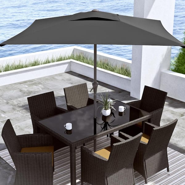 9 ft. Steel Market Square Tilting Patio Umbrella in Black