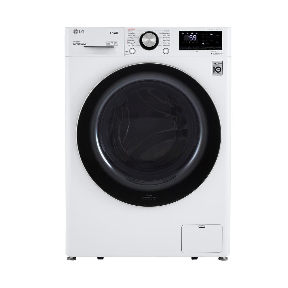 24 in. W 2.4 Cu. Ft. Compact Stackable SMART Front Load Washer in White with Steam and AI Fabric Sensor / Smart Pairing
