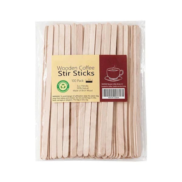 Natural Birch Color Wood Disposable Coffee Stirrers Round End Thick Stir Sticks Eco Friendly Tableware 100 Per Case