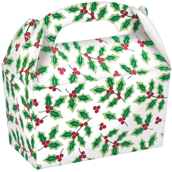 Amscan 2.75 in. x 4.5 in. x 2.5 in. Holly Gable Box (5-Count, 4-Pack)