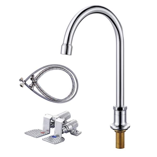 Deck Mount Standard Kitchen Faucet with Foot Pedal Control in Chrome