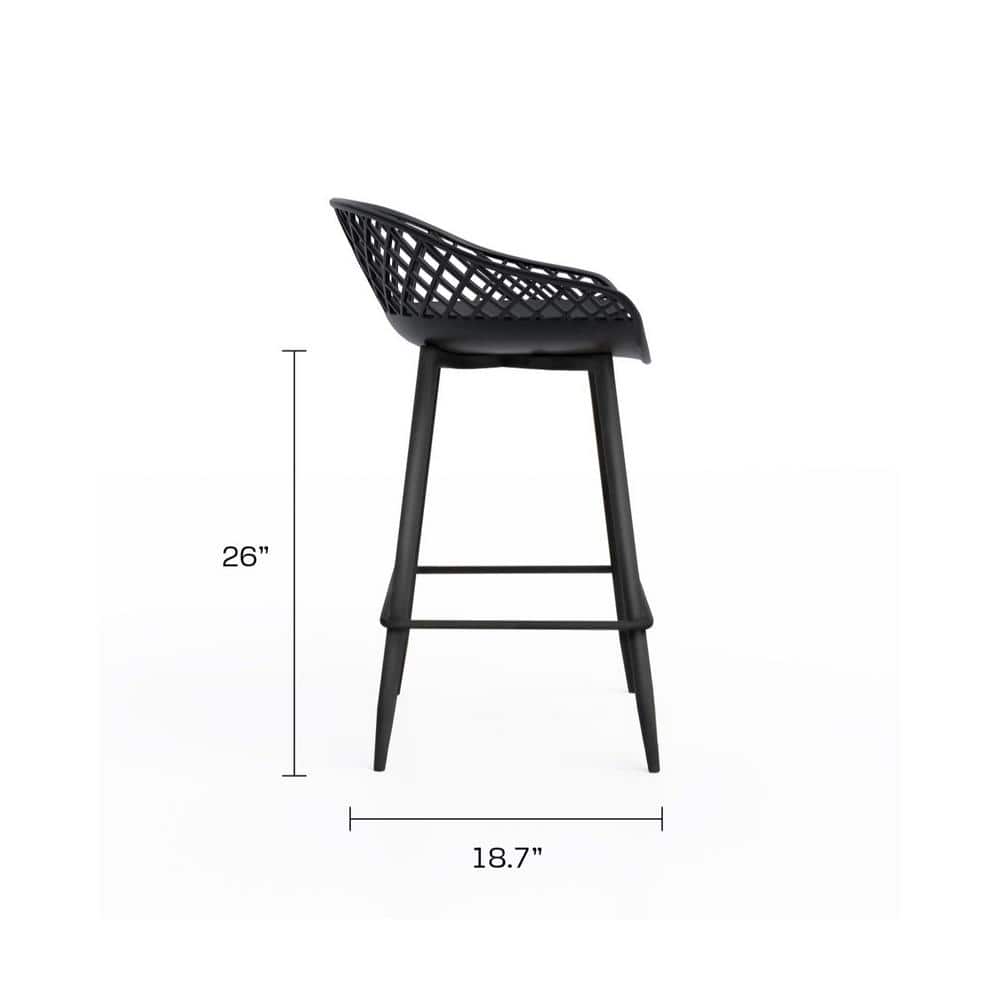 Sleek Black Metal Adjustable Kurv Counter Stool Set