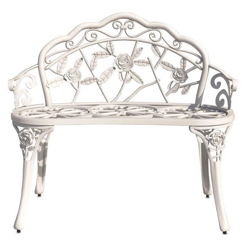 Elegant White Aluminium Rose Garden Bench, 39.3"
