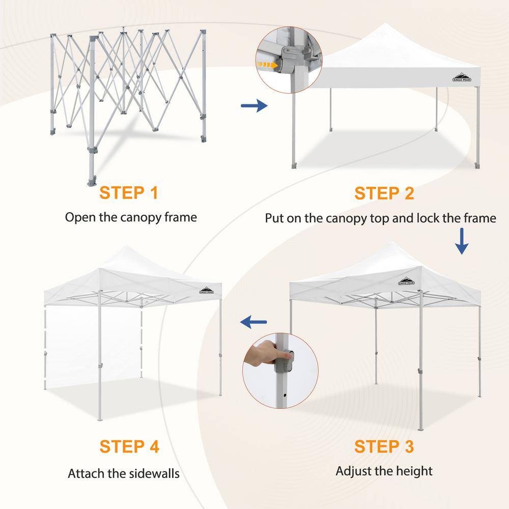 White Powder Coated Steel 10' x 10' Pop-Up Canopy Tent