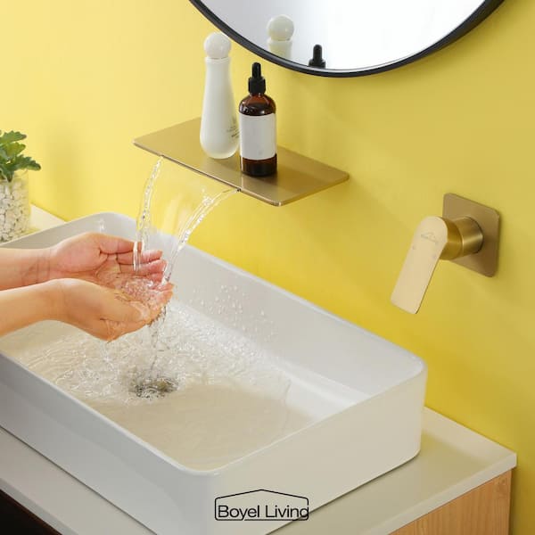 Single Handle Wall Mounted Faucet with Valve in Brushed Gold