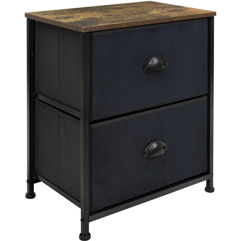 Sorbus Nighstand 3-Drawer Black Dresser Rustic 17.75 in. L x 11.87 in. W x 20 in. H, Rustic Black -  DRW-2D-WD