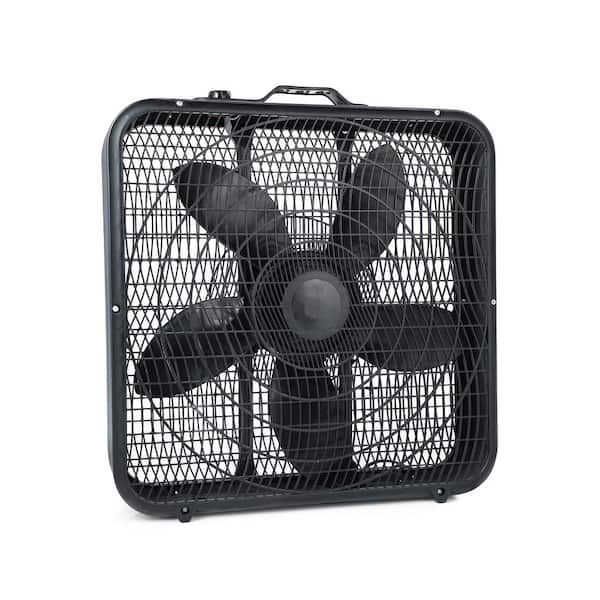 Tidoin 20 in. 3-Speed Black Box Fan with Convenient Carry Handle and Safety Grills