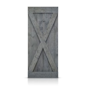 36 in. x 84 in. X Series Gray DIY Knotty Pine Wood Interior Sliding Barn Door Slab