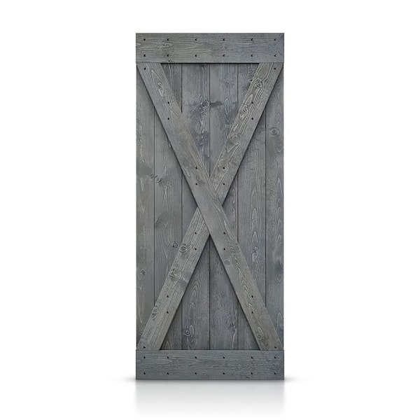 36 in. x 84 in. Gray Knotty Pine Wood Interior Sliding Barn Door Slab 36 in. x 84 in. Gray Knotty Pine Wood Interior Sliding Barn Door Slab