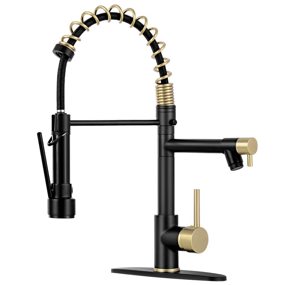 Single Handle Pull Down Sprayer Kitchen Faucet Spring Stainless Steel Kitch