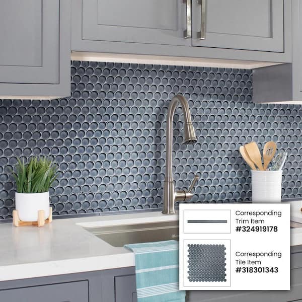 Apollo Tile Colorway 0.6 in. x 12 in. Dark Gray Glass Glossy 