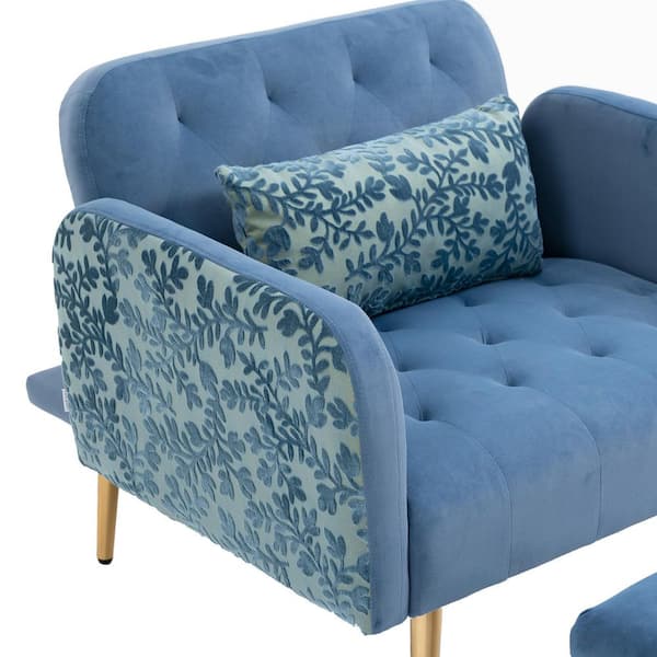 light blue accent chair with ottoman