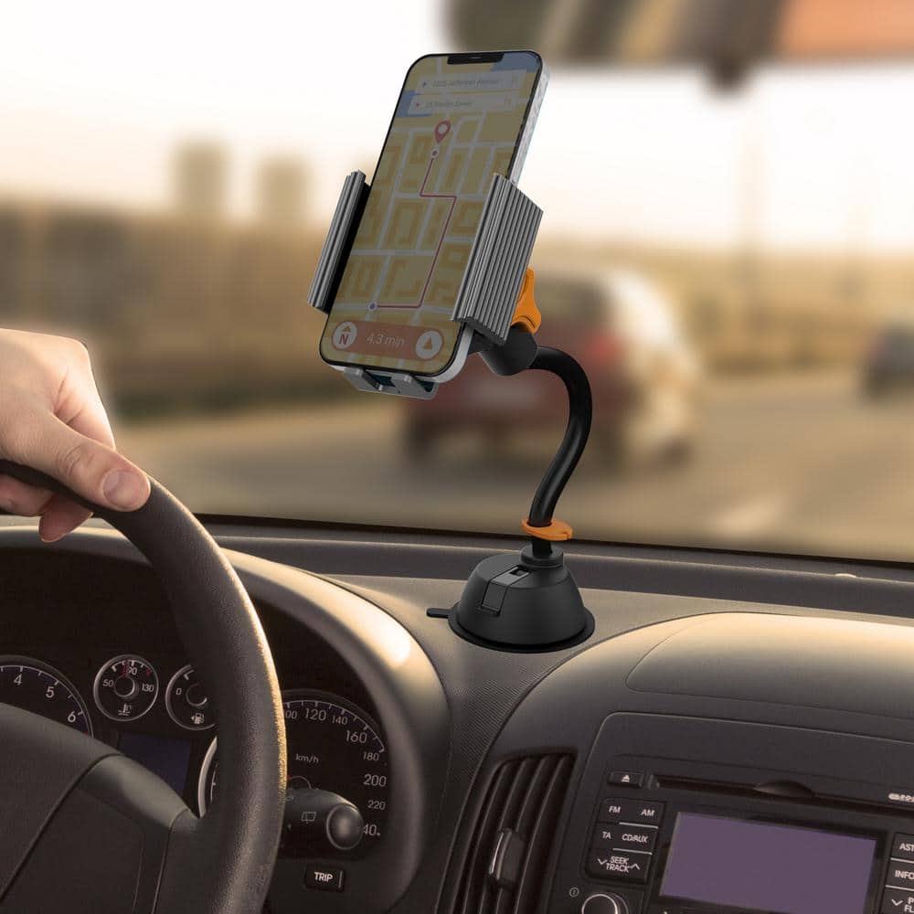 Black Adjustable Smartphone Mount with Gooseneck Suction Cup