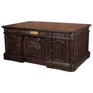 Oval Office Presidents' H.M.S. 72 in. Rectangular Mahogany Brown 7-Drawer Executive Desk