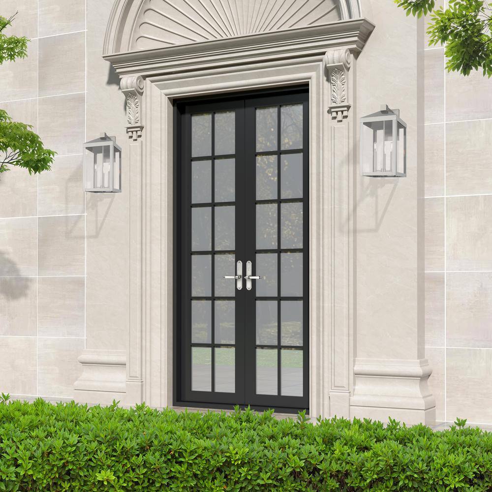 Bartek Brushed Nickel 3-Light Dimmable Lantern Sconce with Clear Glass