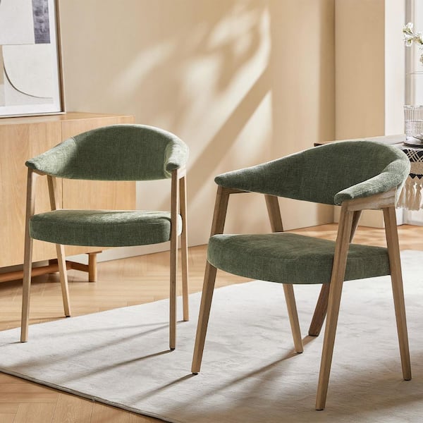 Elisa Moss Polyester Mid-Century Modern Dinning Chair with Ergonomic Curved Backrest