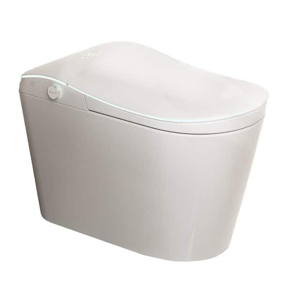 Elongated Round Bidet Toilet 1.28GPF in White w/ ADA Comfort Height Female Cleaning and Foot Sensor with 1000g MAP Flush
