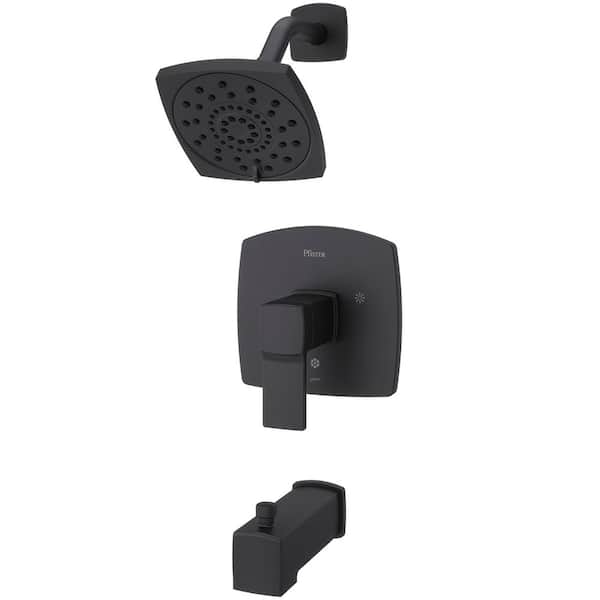 Deckard 1-Handle Tub and Shower Faucet Trim Kit in Matte Black (Valve Not Included)