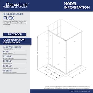 Flex 32-7/16 in. x 72 in. Framed Pivot Shower Door in Brushed Nickel