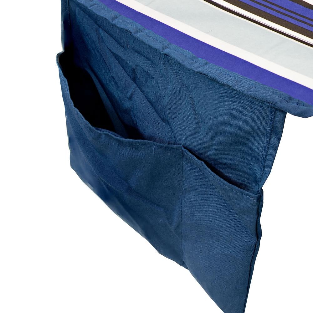 Blue and White Quilted Double Hammock with Metal Spreader Bars