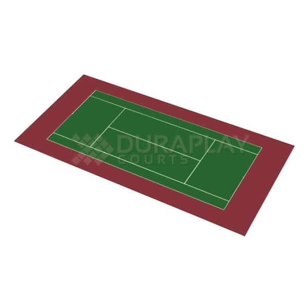 DuraPlay 50 ft. 6 in. x 99 ft. 10 in. Slate Green and Burgundy Full Tennis Court Kit