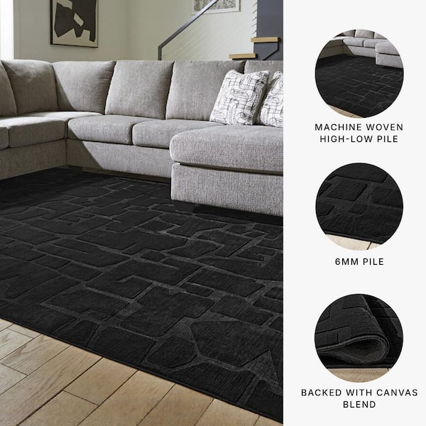 Signature DESIGN BY ASHLEY Gibbswell 8 ft. x 10 ft. Black Abstract