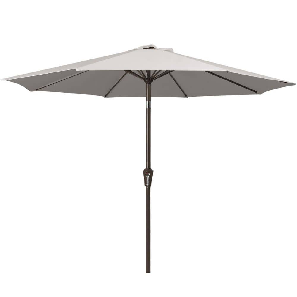 9 ft. Iron Outdoor Patio Umbrella Outdoor Table Umbrella with Push Button Tilt and Crank for Garden, Deck in Fog Gray price history on PriceWatchPro
