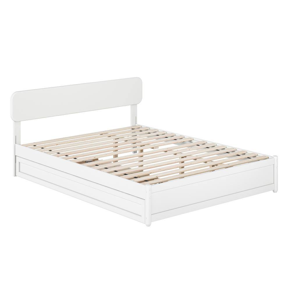 AFI Capri White Solid Wood Frame Queen Platform Bed with Panel ...