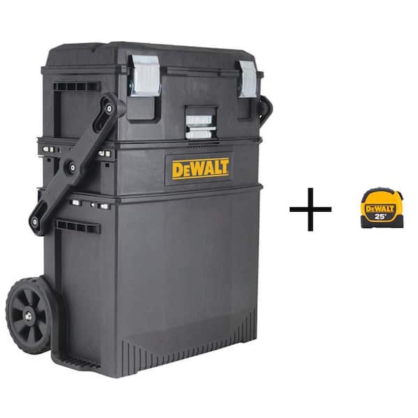DEWALT 16 in. 4-in-1 Cantilever Tool Box Mobile Work Center with Removable Tray with Bonus 25 ft. x 1-1/8 in. Tape Measure