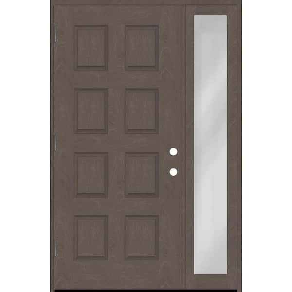Steves & Sons Regency 53 in. x 80 in. 8-Panel RHOS Ashwood Stain Mahogany Fiberglass Prehung Front Door with 14 in. Sidelite