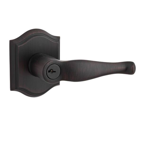 Baldwin Reserve Decorative Venetian Bronze Keyed Entry Door Lever with Traditional Arch Rose