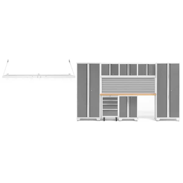 NewAge Products Bold 132 in. W x 76.75 in. H x 18 in. D 24-Gauge Steel Garage Cabinet Set in Platinum (8-Piece)