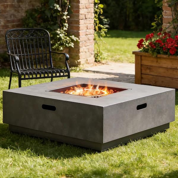 39 in. Stone Gray Square Propane Outdoor Fire Pit