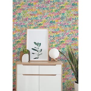 Multi-Colored Indio Pastel Love Scribble Wallpaper