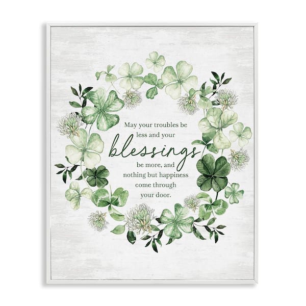 Irish Proverb Wreath by Lettered and Lined White Framed Giclee Art Print Nature 16 in. x 20 in.