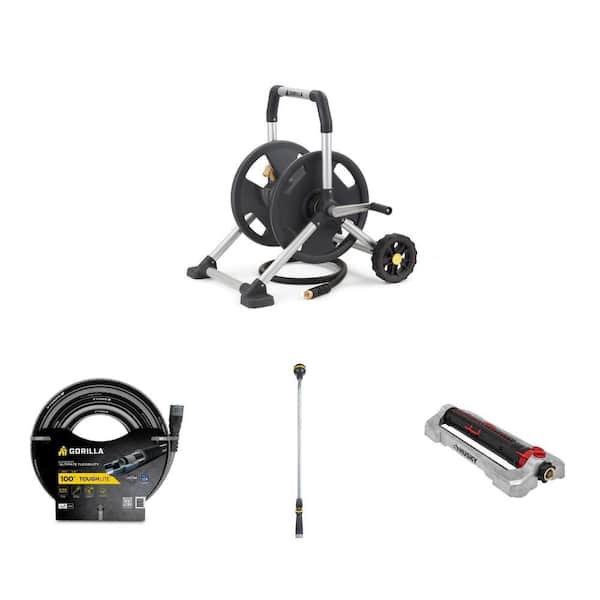 175 ft. Aluminum Hose Reel, 4500 sq. ft. Sprinkler, 5/8 in. x 100 ft. Hose and 33 in. Watering Wand Combo