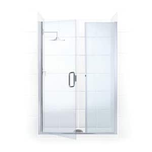 Illusion 47 in. to 48.25 in. x 70 in. Semi-Frameless Hinged Shower Door with Inline Panel in Chrome with Clear Glass