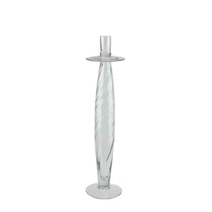 16 in. Clear Swirled Glass Taper Candle Holder